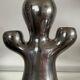 Vintage ceramic cactus candle holder in chrome