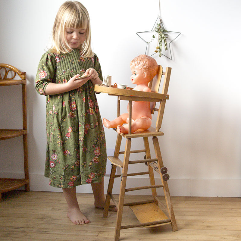 Vintage wooden doll high chair