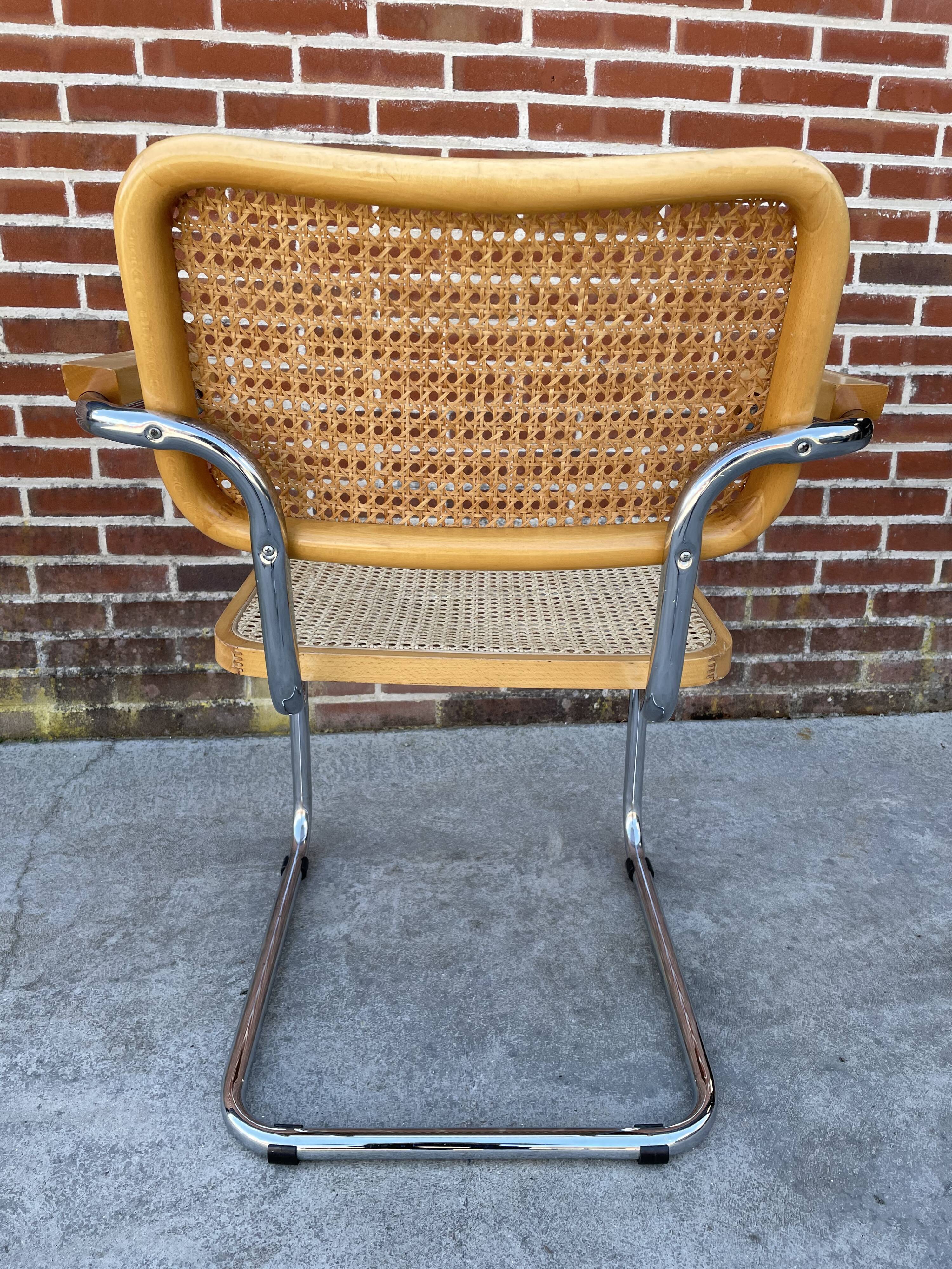 Cesca model design chair with armrests chrome version