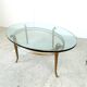 Vintage golden metal and oval glass coffee table, 1970s