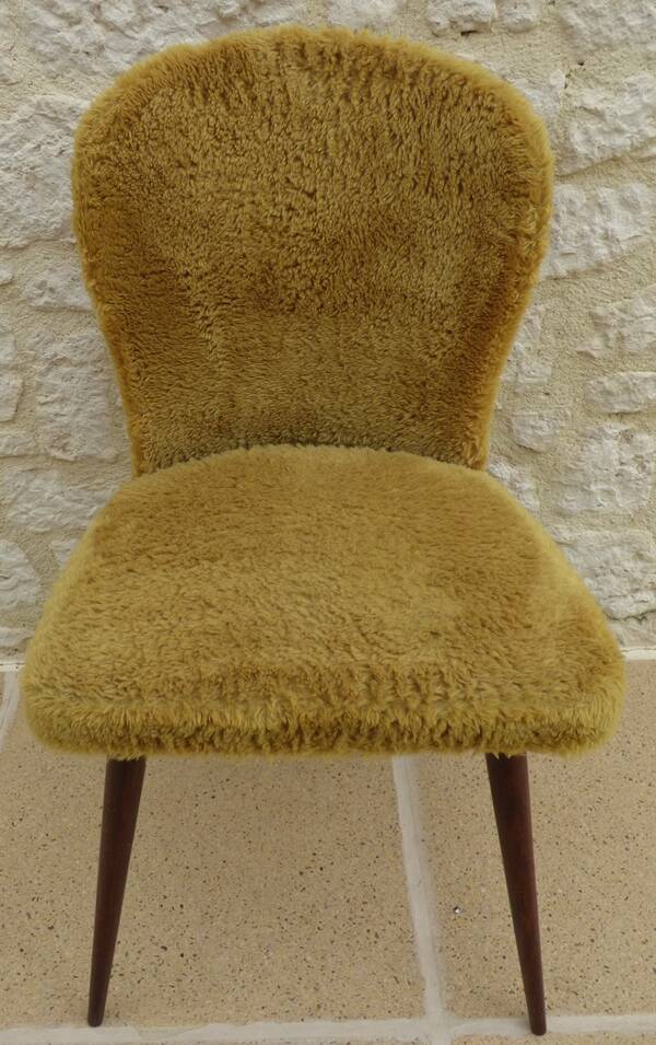 1950s compass foot sheepskin chair covered in sheepskin fabric