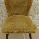 1950s compass foot sheepskin chair covered in sheepskin fabric