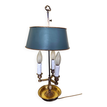 Lampe bouillotte 3 feux en métal doré, lampe de bureau