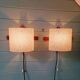Pair of Scandinavian wall sconces in teak and plastic resin, 1960.