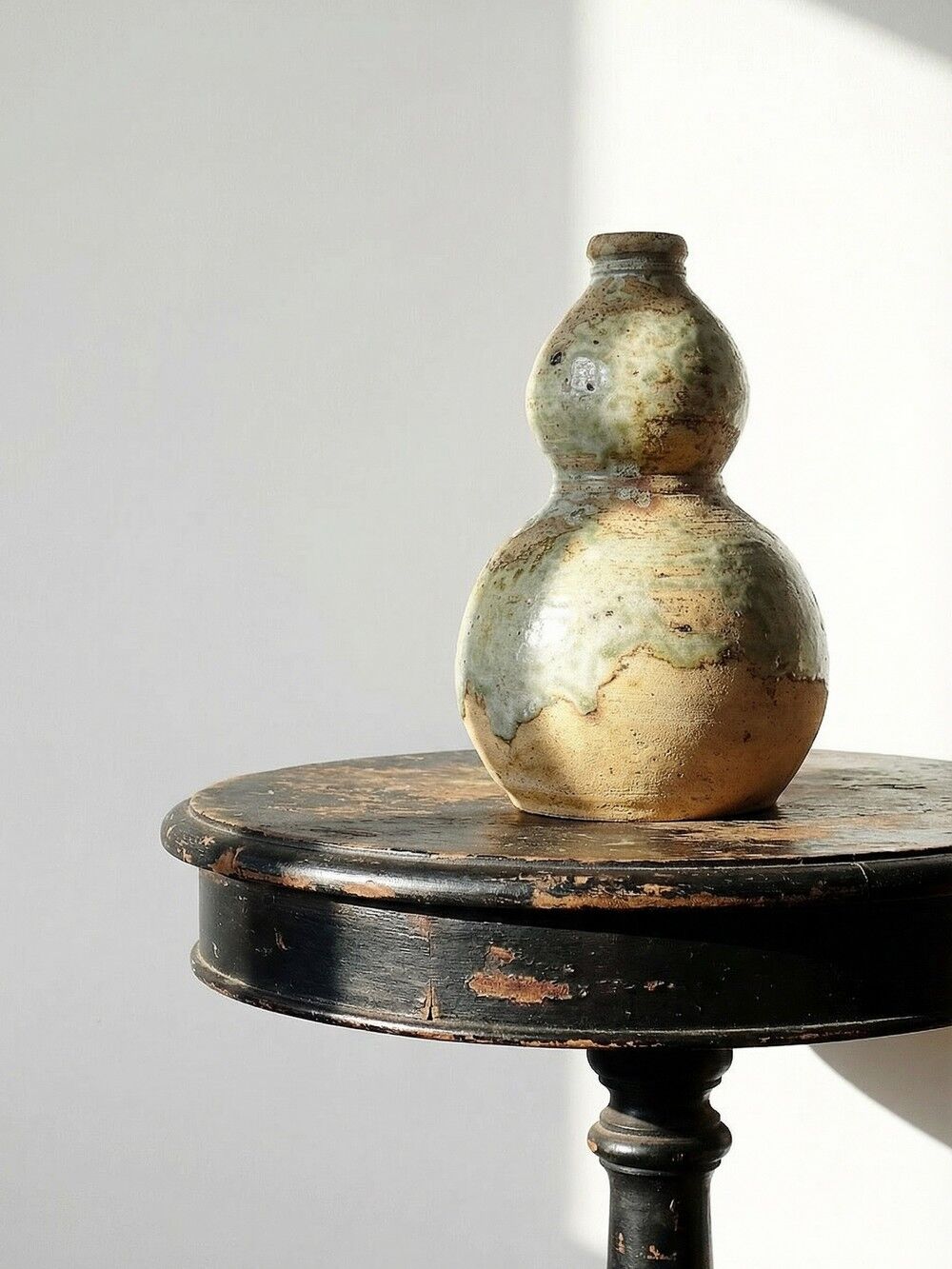 Small double sake ceramic flask from Iga, vintage/antique collection.