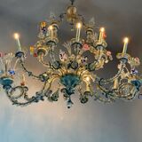 Rezzonico Gondola Chandelier In Multicolored Murano Glass Circa 1900