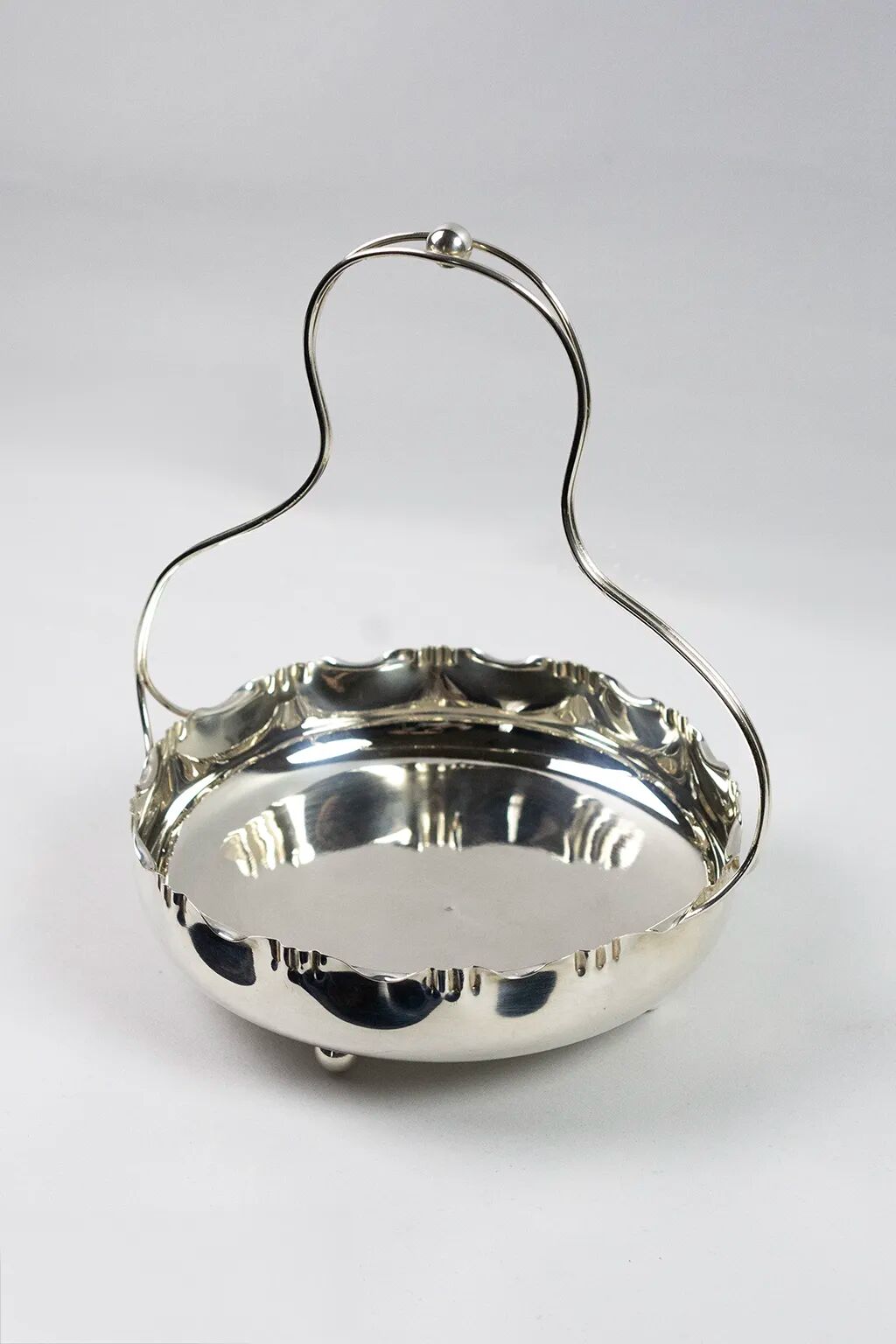 Hallmarked silver-plated metal centerpiece with handle