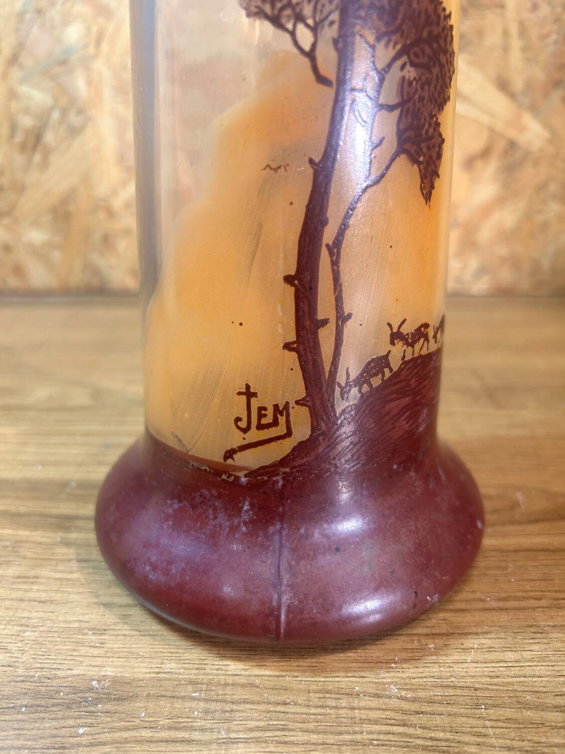 Old vase signed jem joseph mûre hand painted student of legras shepherdess decor