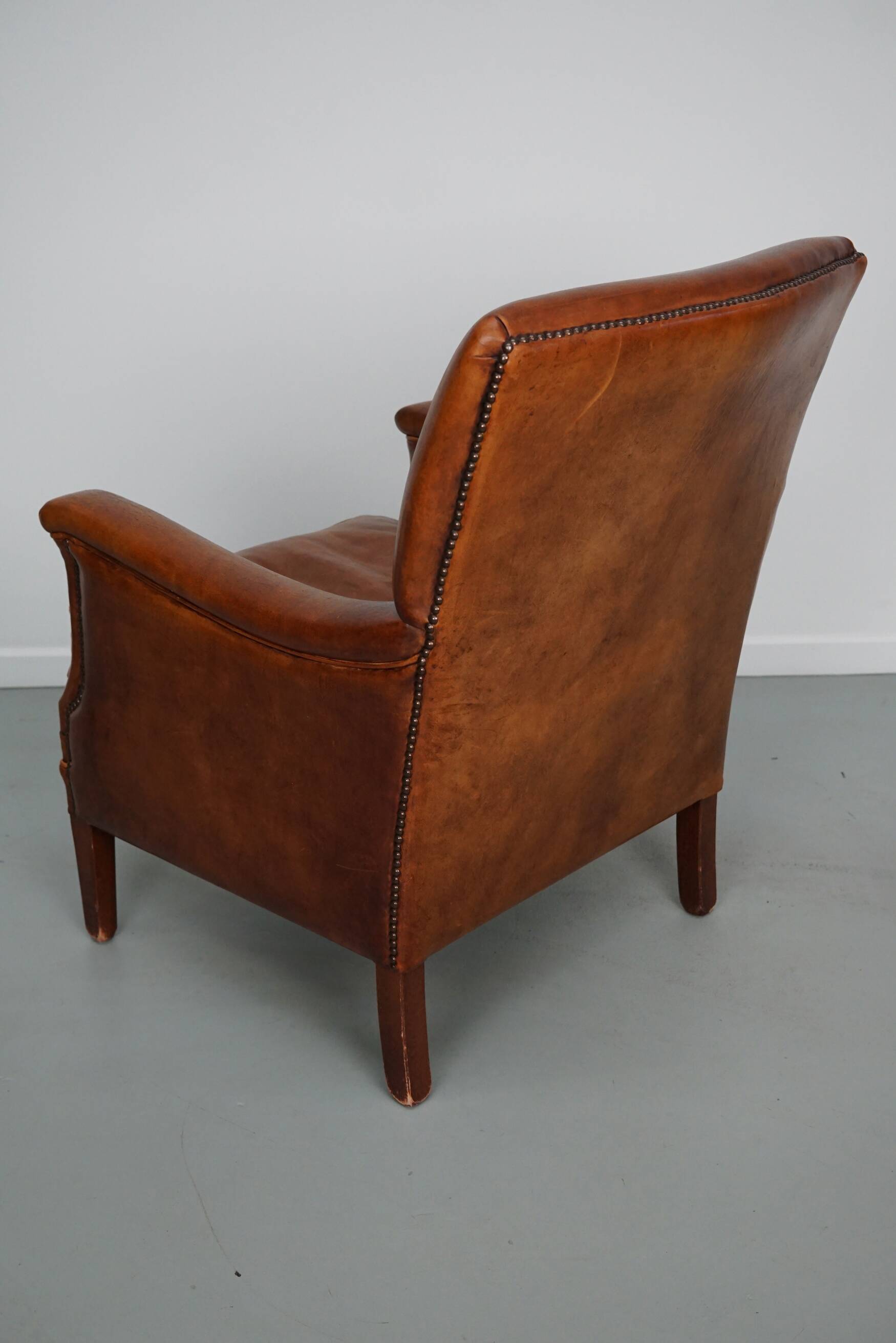 Vintage Dutch Cognac Colored Leather Club Chair