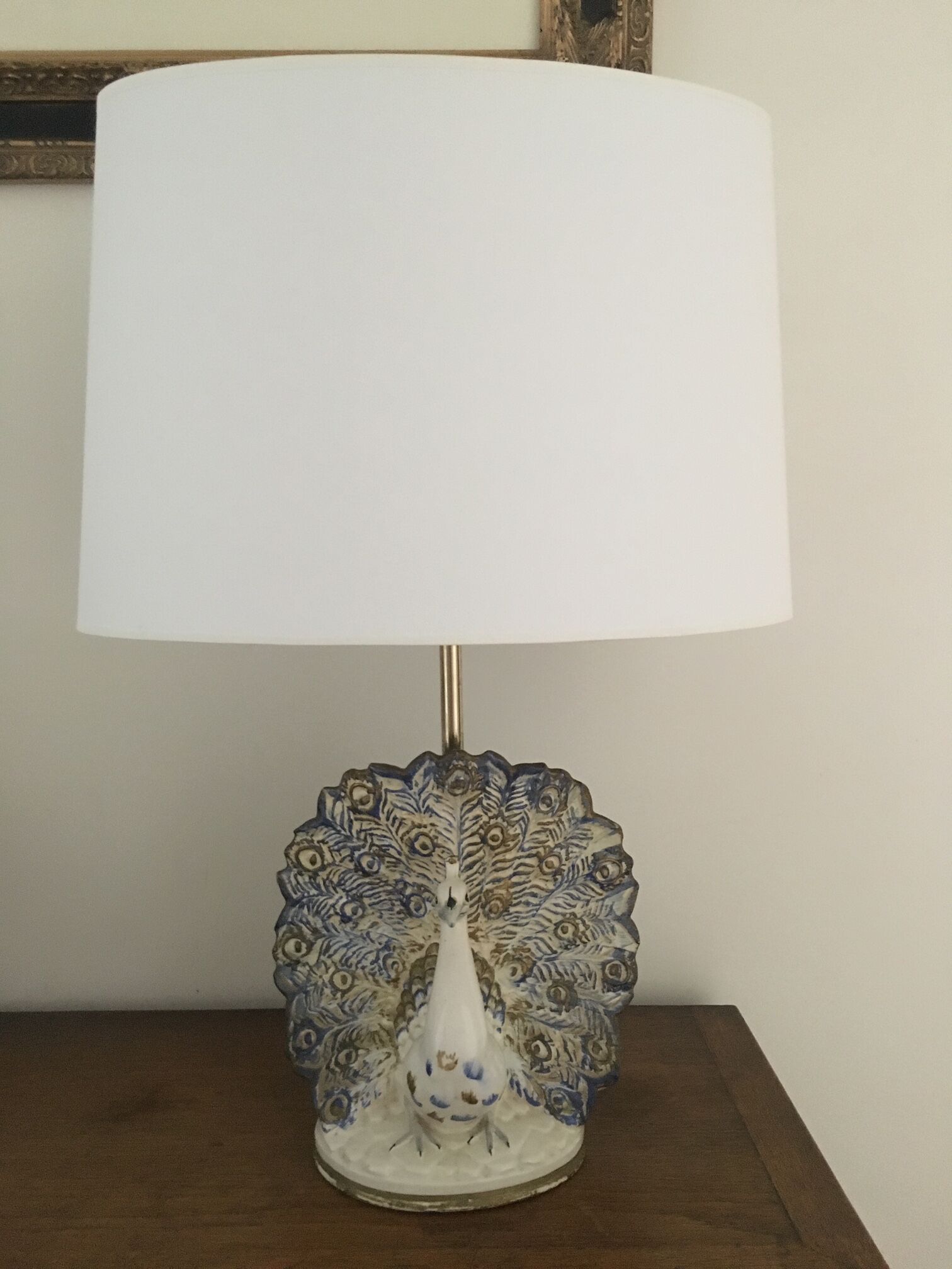 Ceramic peacock lamp from the 70s