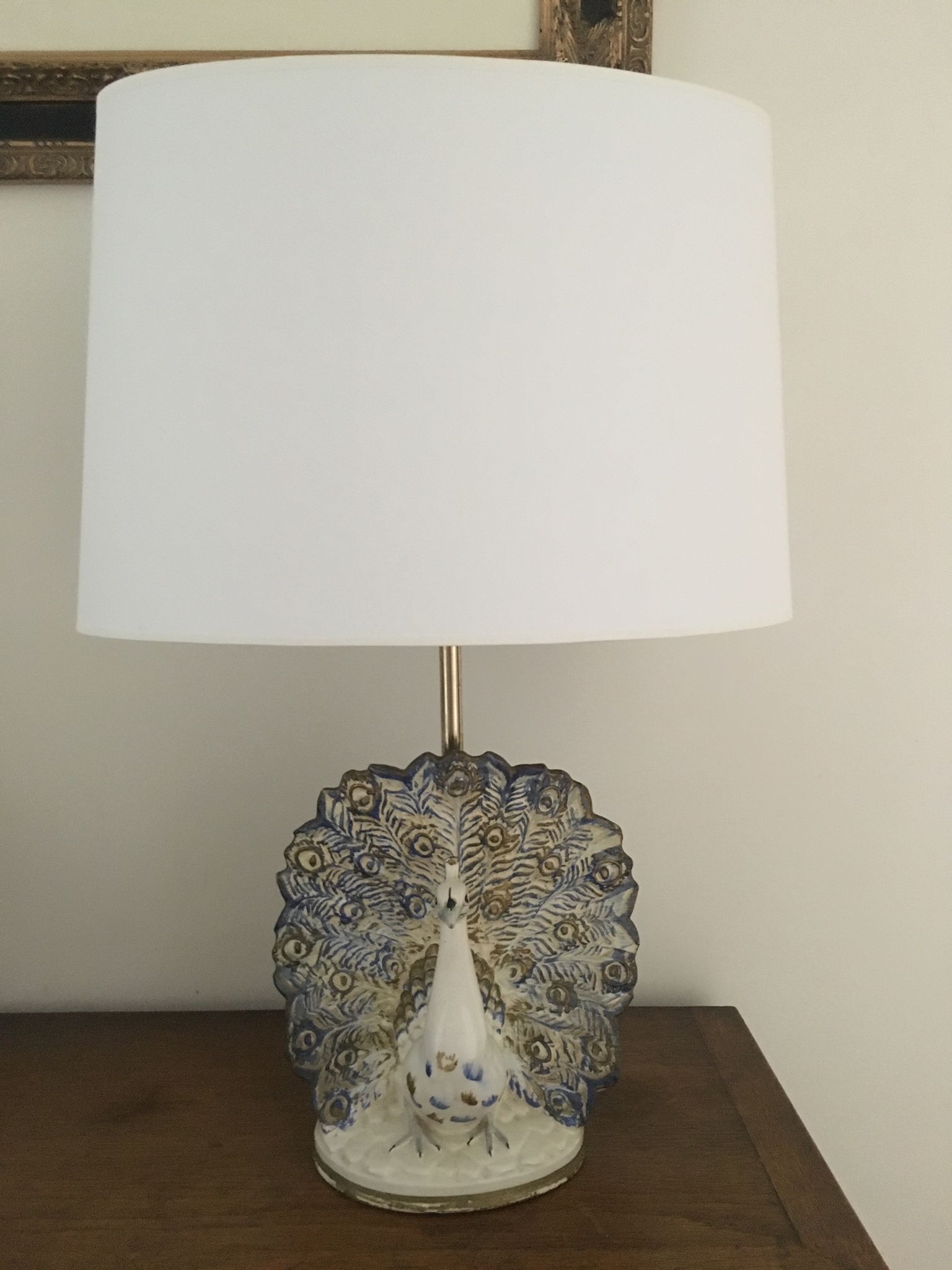 Ceramic peacock lamp from the 70s