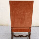 Large vintage "sheep bone" armchair, Louis XIII style, walnut