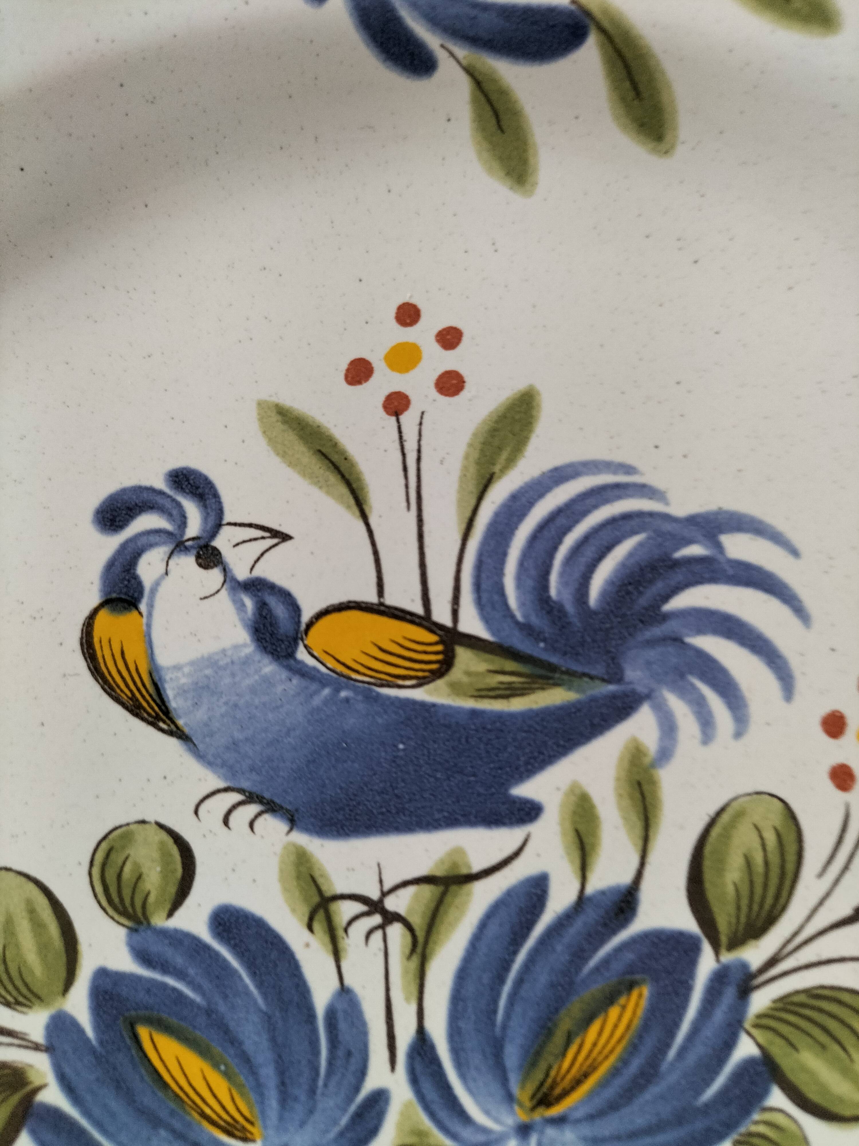 Trio of plates with rooster - Eastern earthenware
