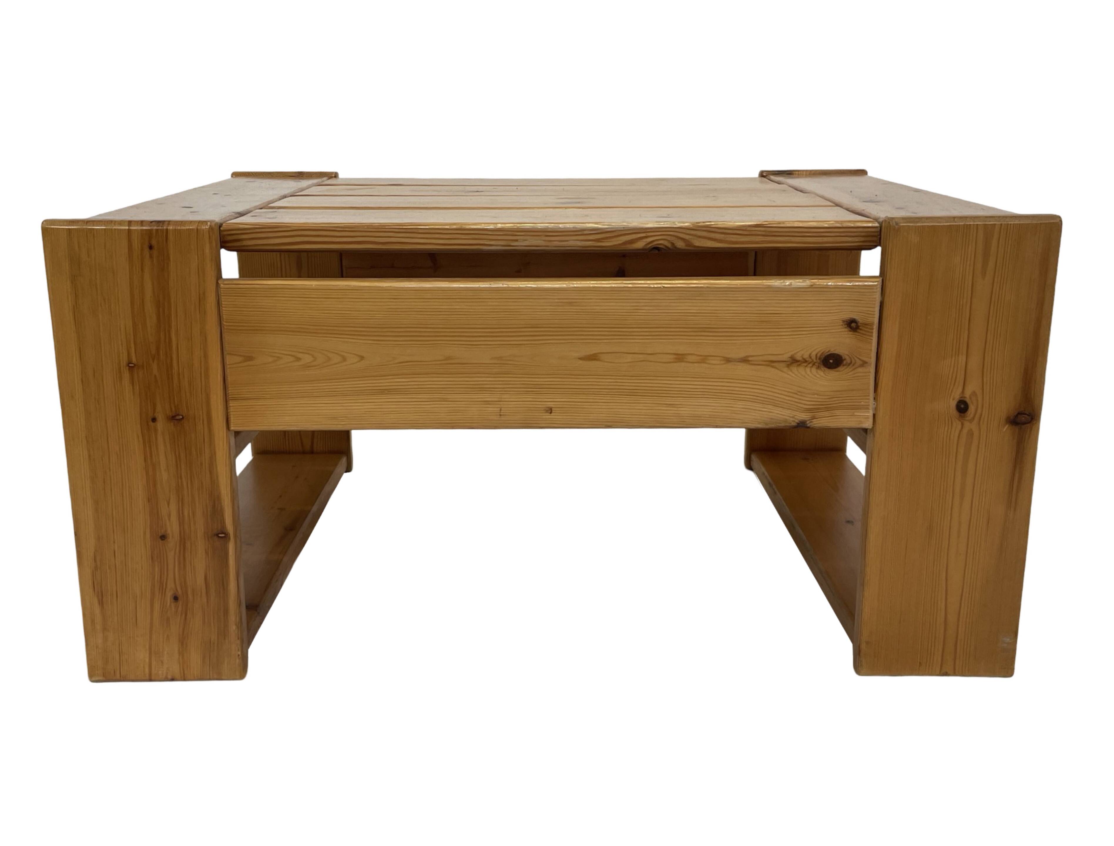 Vintage Coffee Table Pine Wood Design 1970s Coffee Table