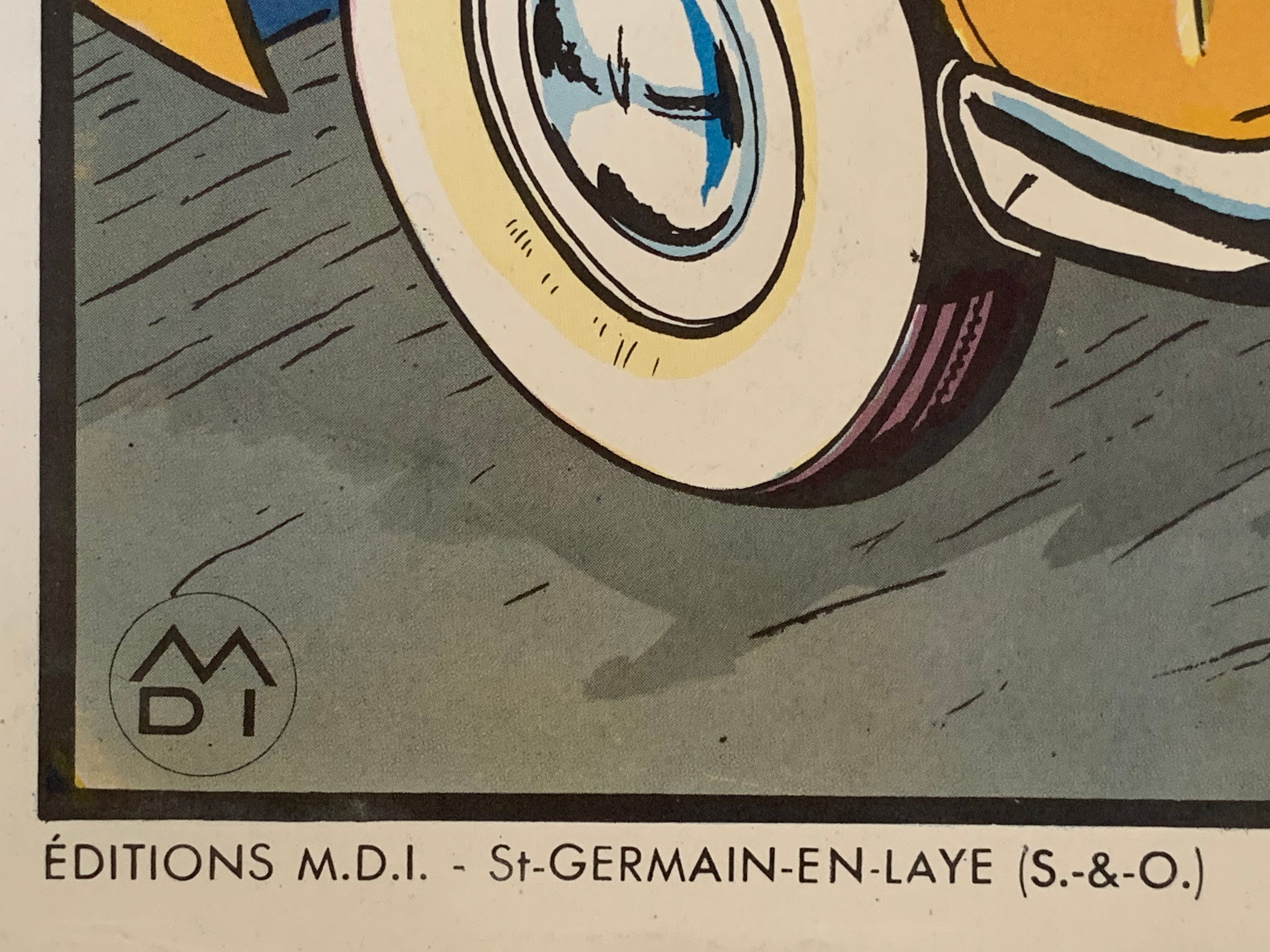 School poster 1960 framed double-sided n14bis The butcher charcutier- n 15 The garage