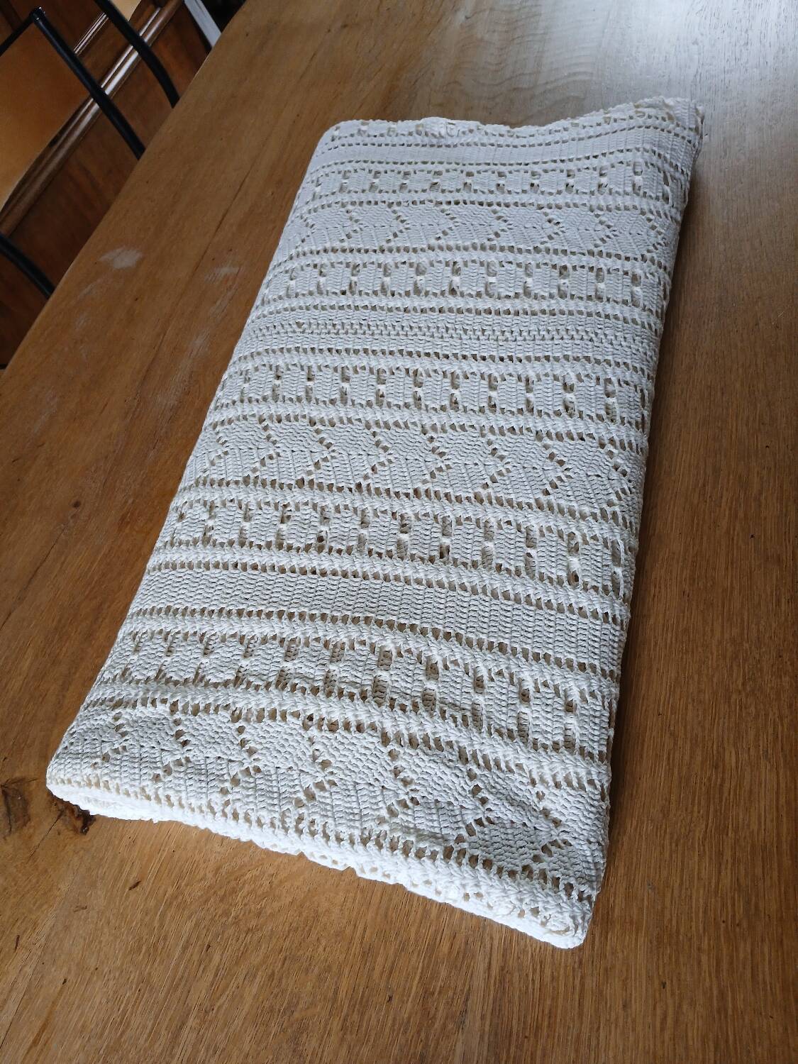 Dessus de lit ancien en crochet fait main