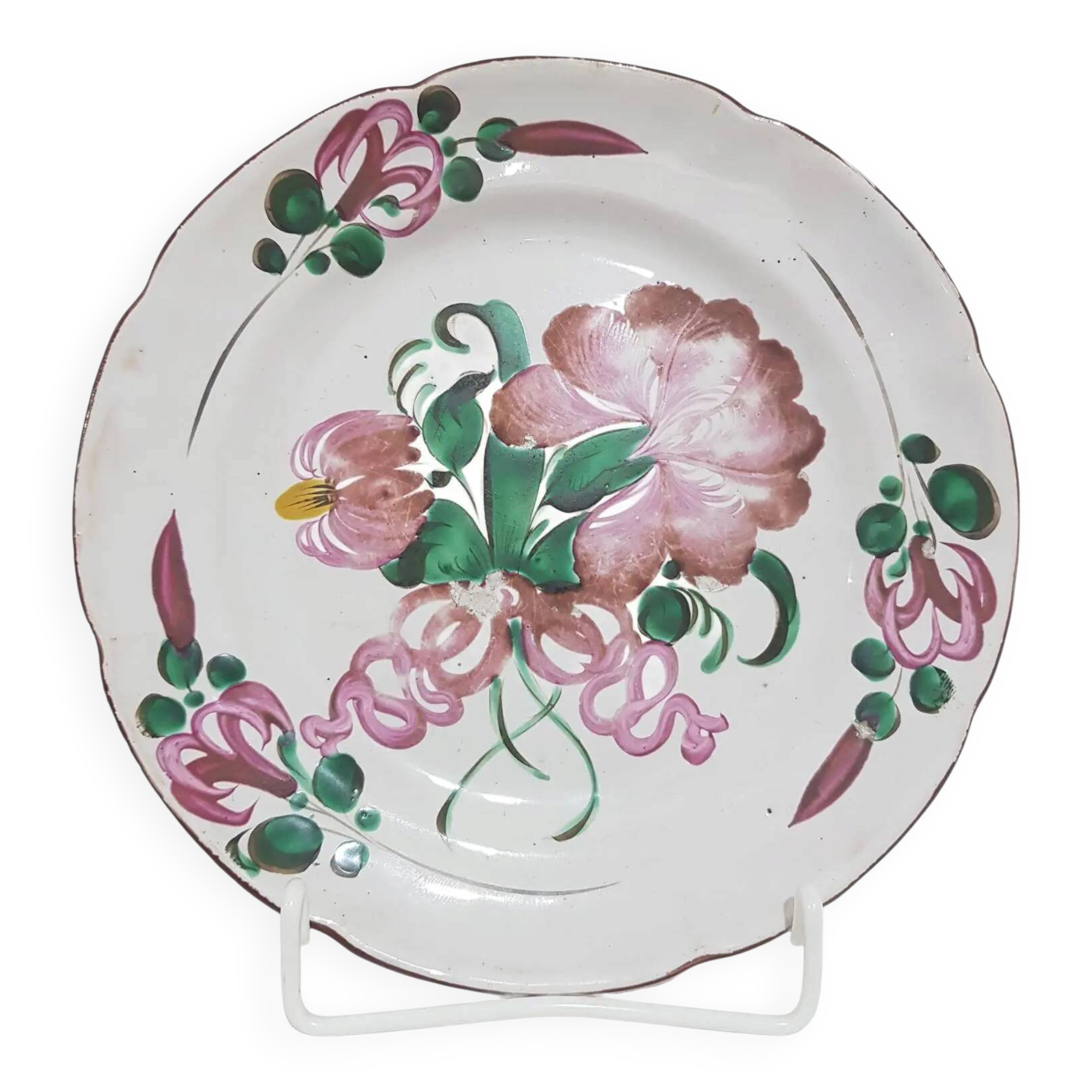 Decorative plate St. Clement, hand-painted ceramic, France, 19th century