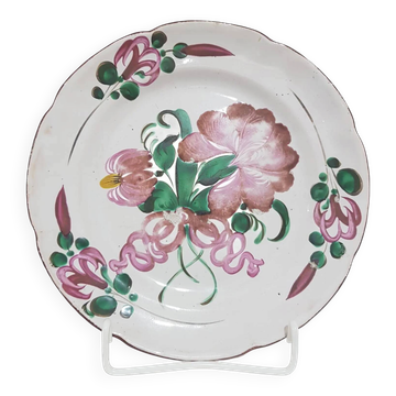 Assiette décorative St. Clement, céramique peinte à la main, France, XIXe siècle