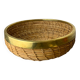 Circular rattan and brass basket, Italy, 1970s, 35 cm diameter
