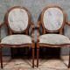 Pair of Louis XVI style armchairs with medallion backs, 20th century