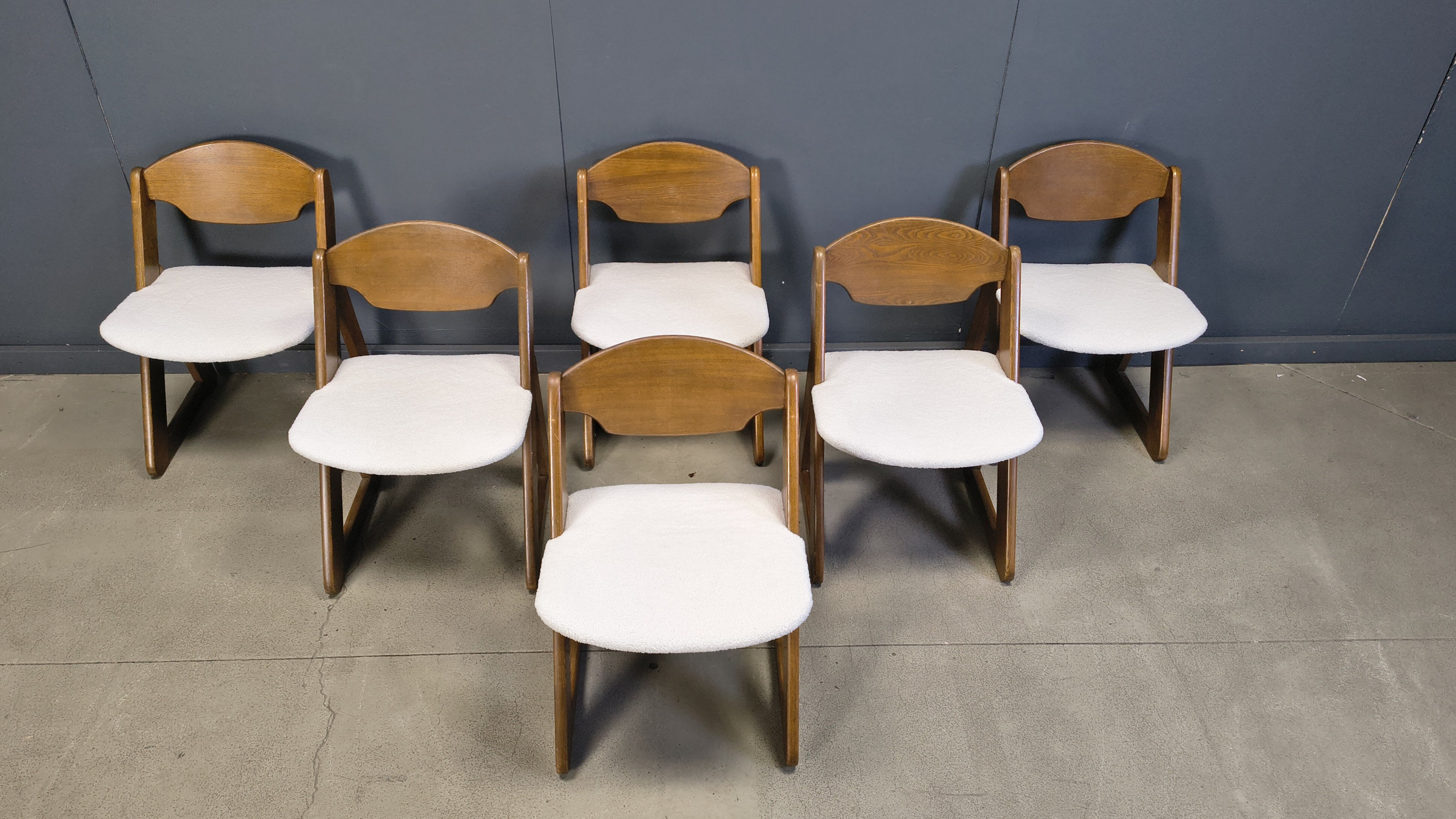 Chaises de salle à manger brutalistes vintage, ensemble de 6 - années 1960