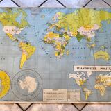 School map of the world / political and physical planisphere 60s