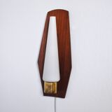 Scandinavian modern danish wall light in teak, brass and opaline glass, 1960s