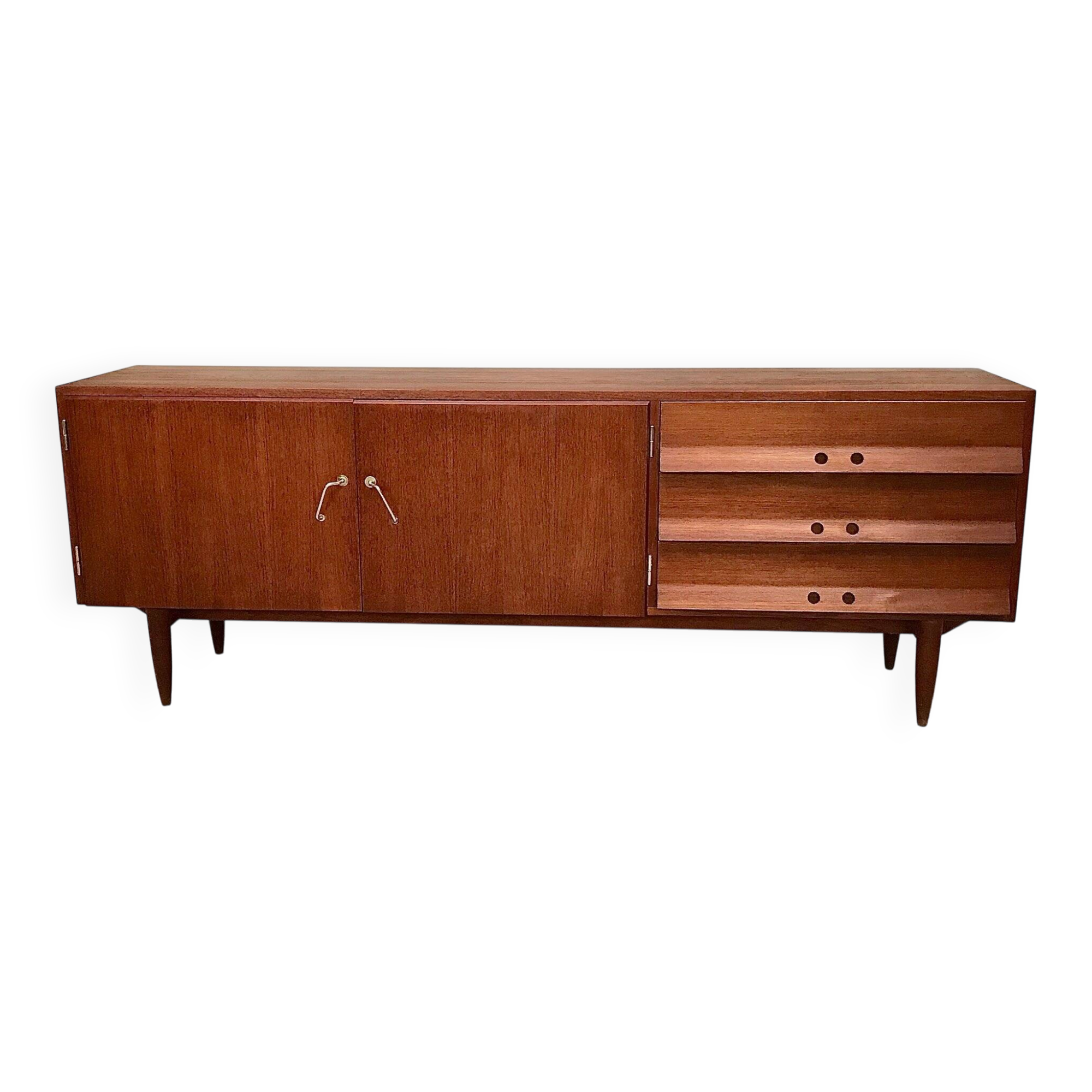 Mid-Century Modern Teak sideboard with brass handles, Germany 1960s