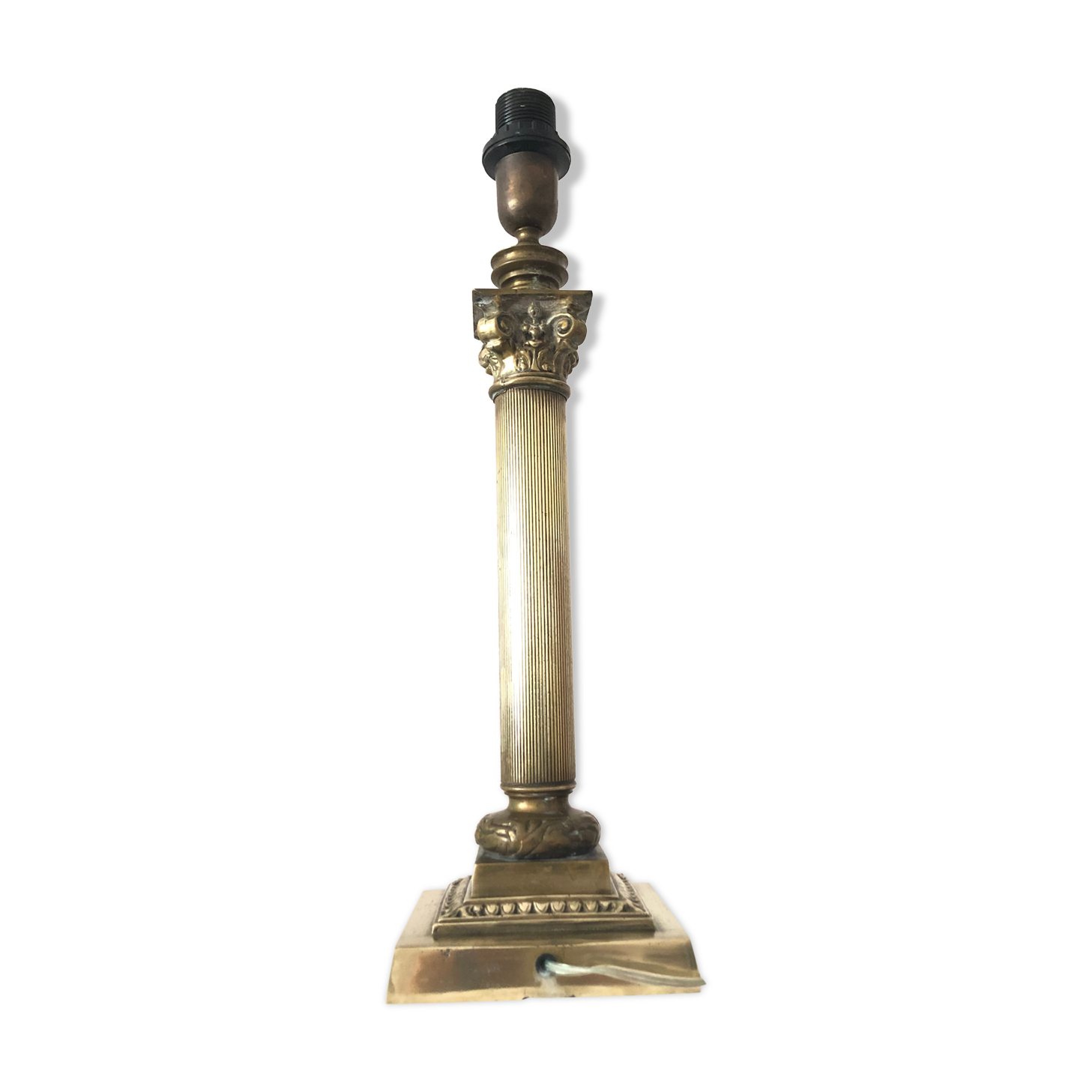 Pied de lampe ancien colonne en bronze