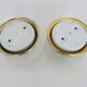 Pair of wall or ceiling lights with white-edged globe. 80 years