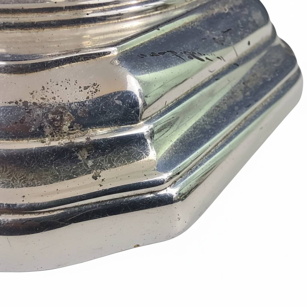 Pair of hurricane lamps – Silver-plated metal and glass.