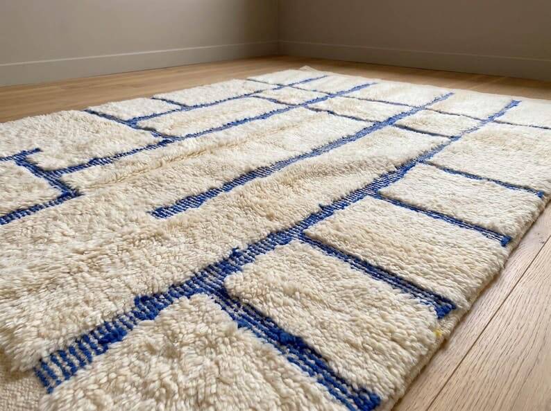 Traditional handmade pure wool Berber rug 2/3 m