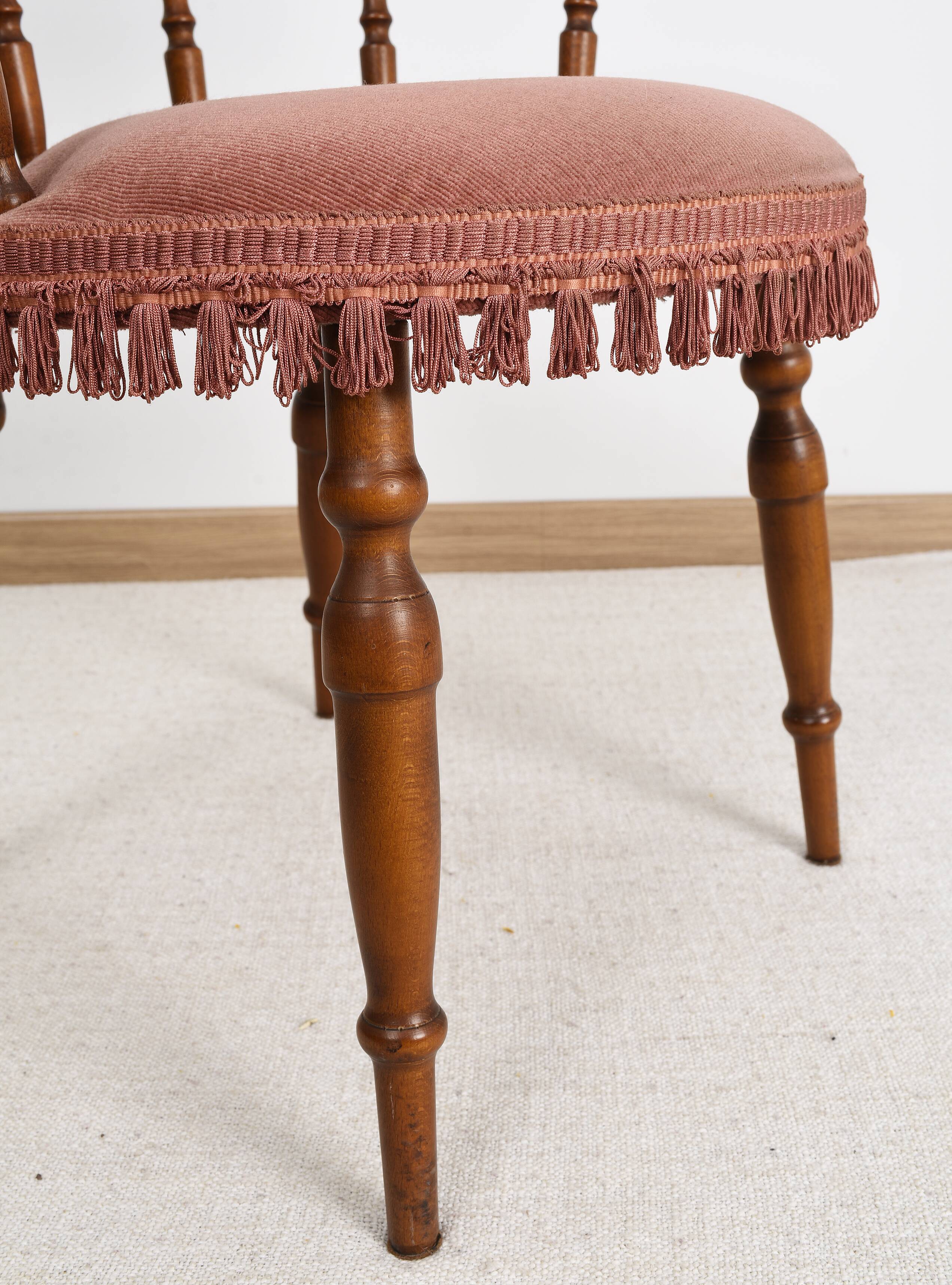 Old velvet armchair, toad style, from the 1950s