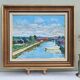 Vintage Mid Century Swedish Framed Oil  Painting - The Canal