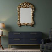 Antique French mirror in gilded wood, Louis XV baroque style (100*66 cm)