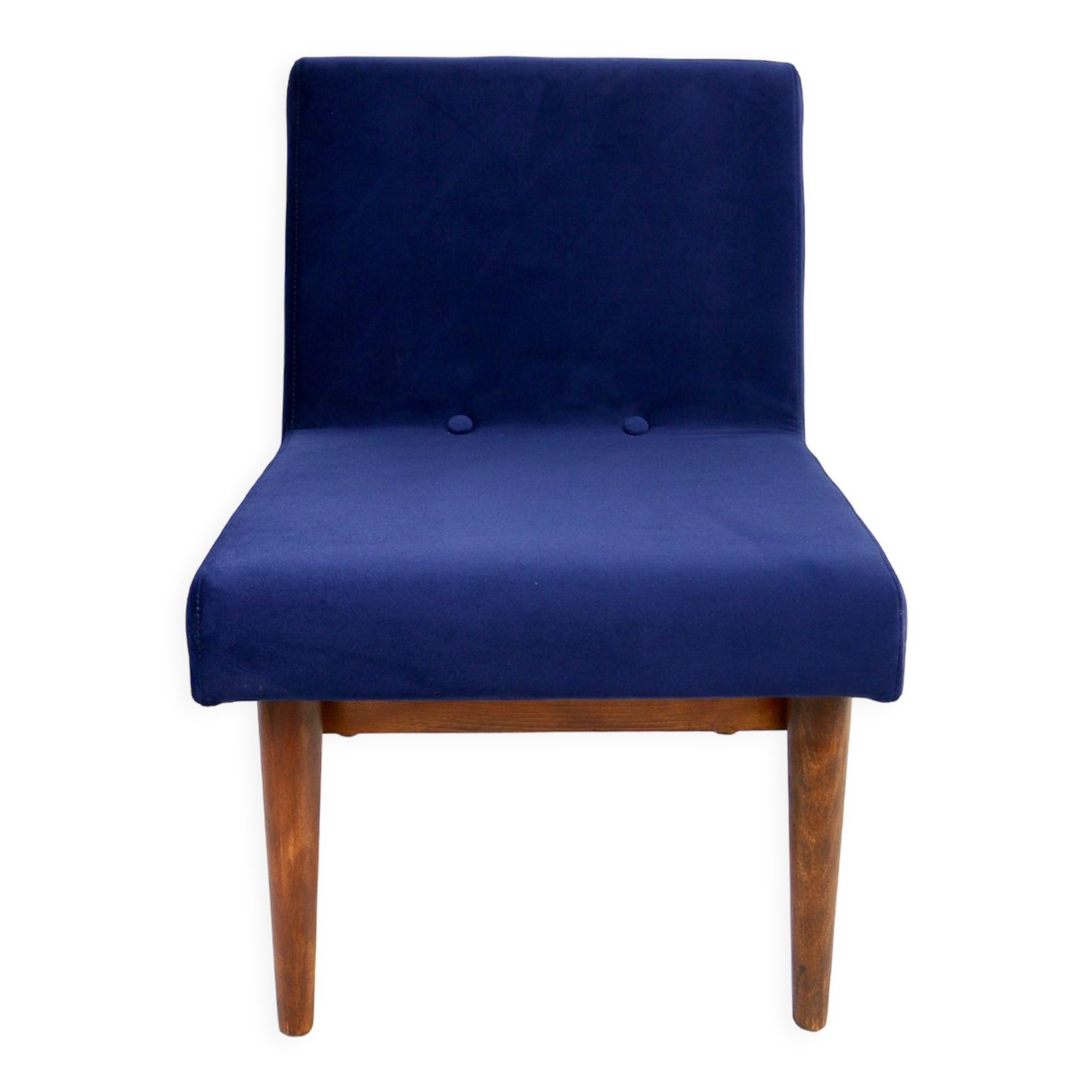 Dark blue velvet lounge chair, 1970s