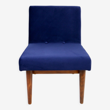 Fauteuil en velours bleu foncé, années 1970