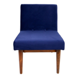 Dark blue velvet lounge chair, 1970s