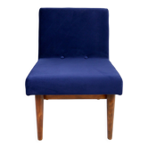 Fauteuil lounge en velours bleu foncé, années 1970
