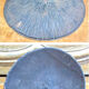 Antique Art Deco lamp from the 1930s, wrought iron with a blue basin in the Ezan style.
