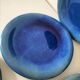 6 grandes assiettes plates en grès bleu cobalt et turquoise