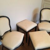 Fauteuils et 2 tabourets Napoleon III