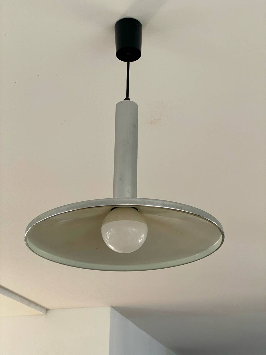 Large chrome pendant lamp Hustadt Leuchten 1960