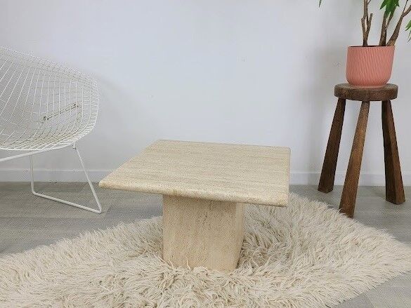 Travertine coffee table design 1970 vintage