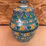 Ancienne Jarre A Beurre Jobbana Maroc Faïence Polychrome XIXÈME Vintage #B083