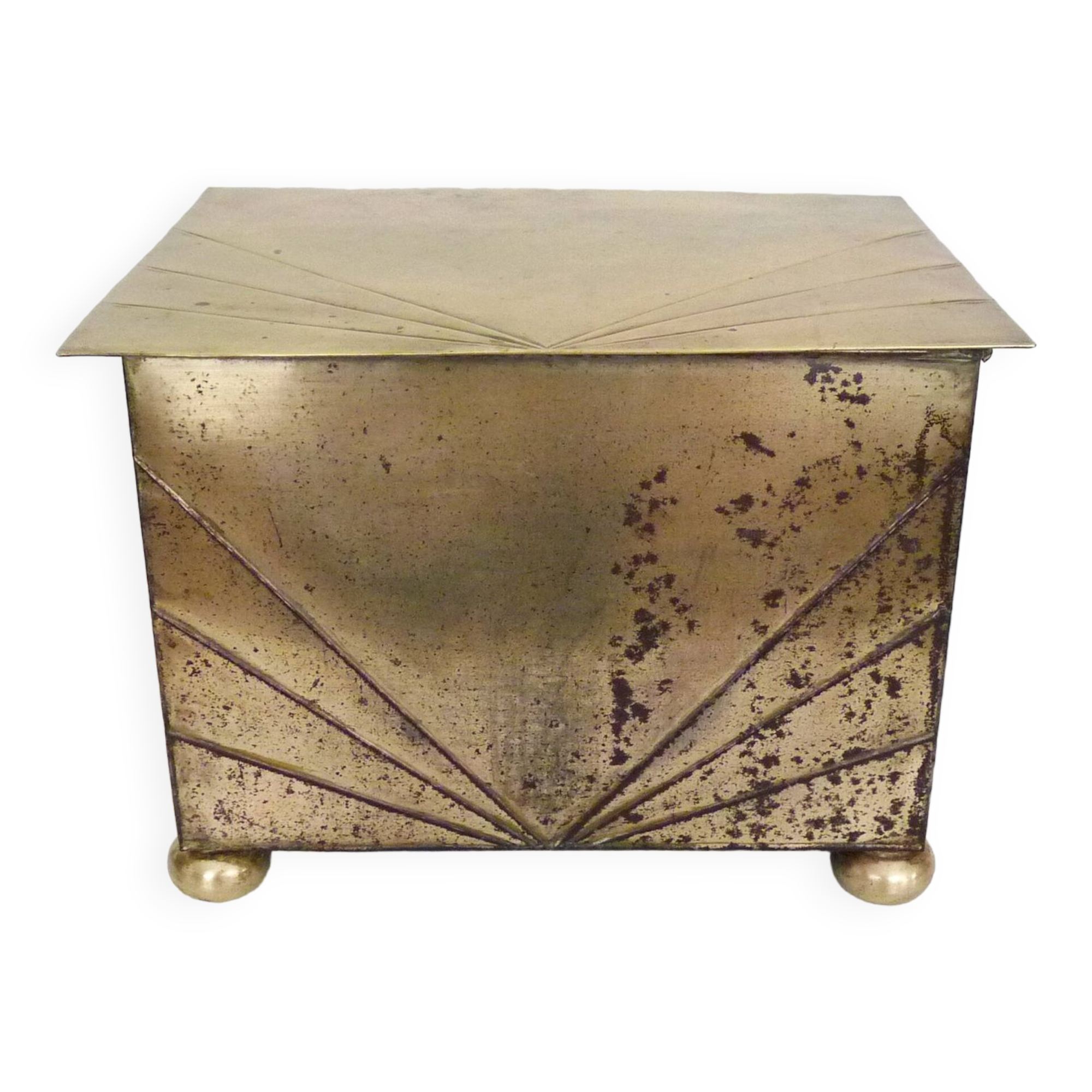 Antique brass coal box fireplace coal scuttle vintage coal storage box