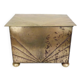 Antique brass coal box fireplace coal scuttle vintage coal storage box