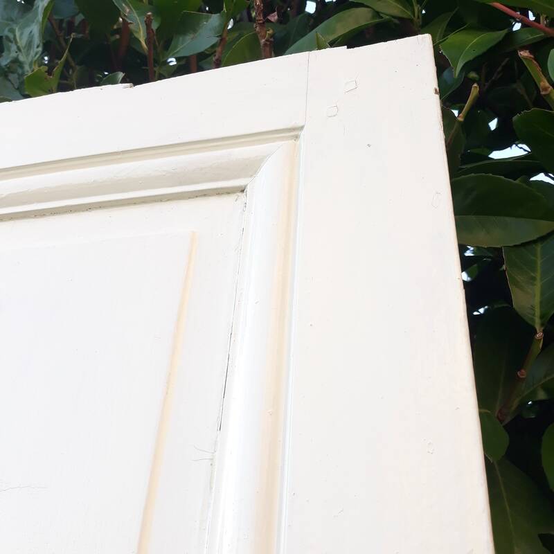 Communication door H219.5xL80cm, old panelled and moulded.