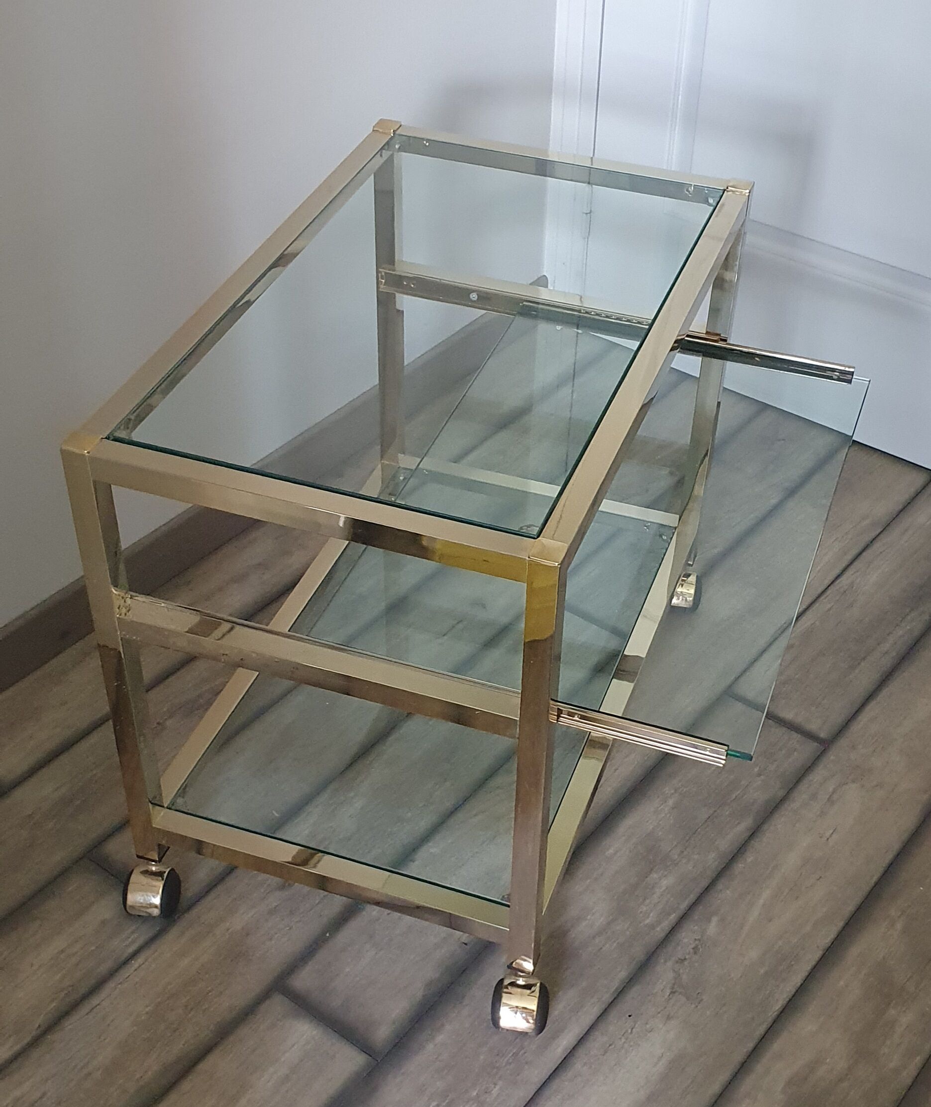 Metal and glass serving trolley