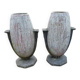 Pair of Art Deco enamelled cast iron vases